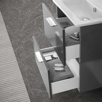 Mobile bagno sospeso 60 antracite con pensile 145 lavabo e specchio Miami