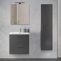 Mobile bagno sospeso 60 antracite con pensile 145 lavabo e specchio Miami