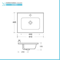 Mobile bagno sospeso 60 cm bianco e quercia con top e specchio Sumya