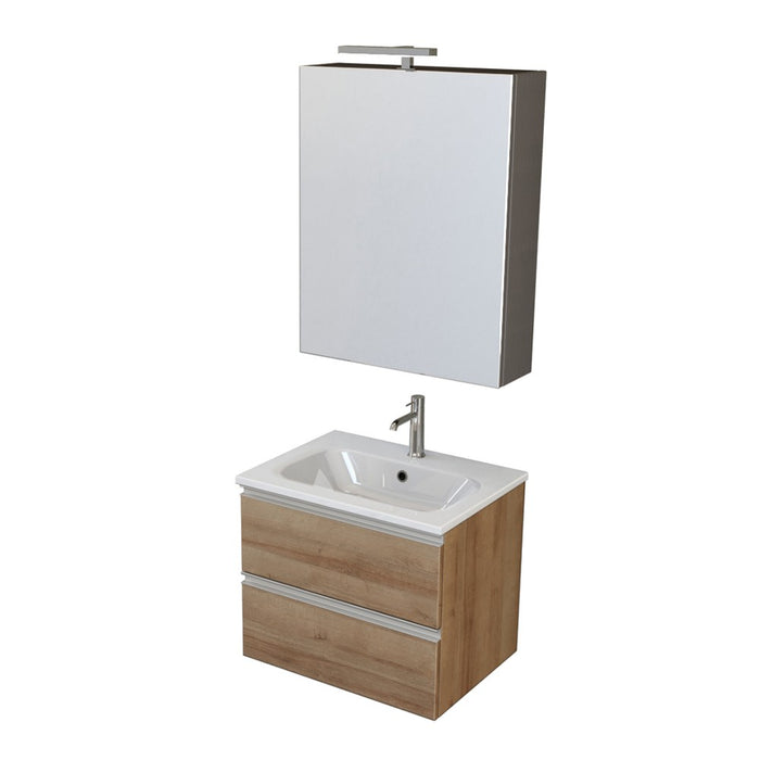 Mobile bagno sospeso 60 cm Master rovere miele con specchio contenitore