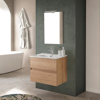 Mobile bagno sospeso 60 cm noce gold con lavabo e specchio Dafne