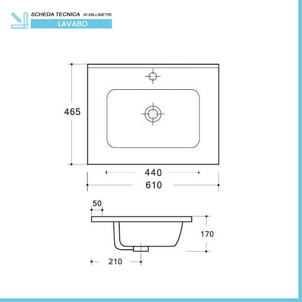 Mobile bagno sospeso 60 cm rovere africa con 2 ante soft-close Kleo