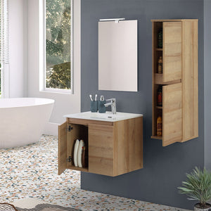 Mobile bagno sospeso 60 cm rovere africa con 2 ante soft-close Kleo