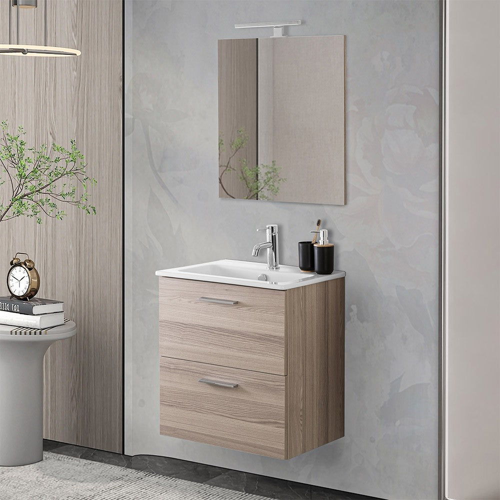 Mobile bagno sospeso 60 corda con lavabo e specchio Miami