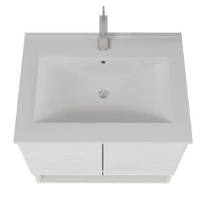 Mobile bagno sospeso 60 rovere bianco con lavabo e specchio LED Oslo