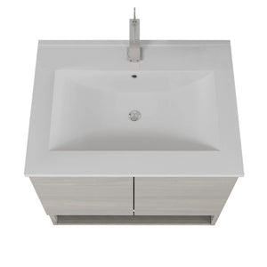 Mobile bagno sospeso 60 rovere grigio con lavabo e specchio LED Oslo