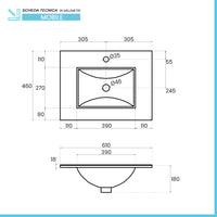 Mobile bagno sospeso 60 rovere grigio con lavabo e specchio LED Oslo