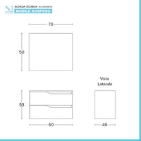 Mobile bagno sospeso 60cm quercia e bianco con lavabo e specchio Sumya