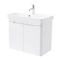 Mobile bagno sospeso 70 cm bianco lucido salvaspazio con specchio Clip