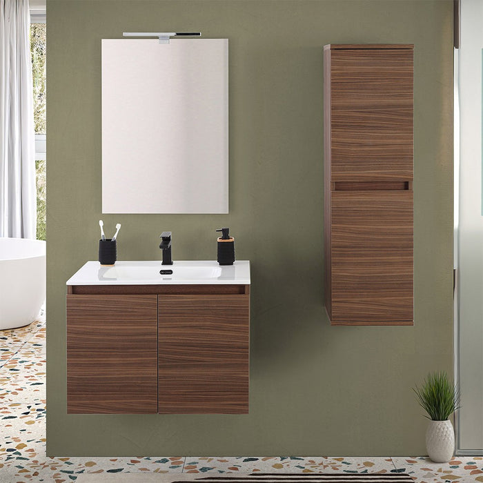 Mobile bagno sospeso 70 cm noce canaletto con 2 ante soft-close Kleo