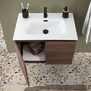 Mobile bagno sospeso 70 cm noce canaletto con 2 ante soft-close Kleo