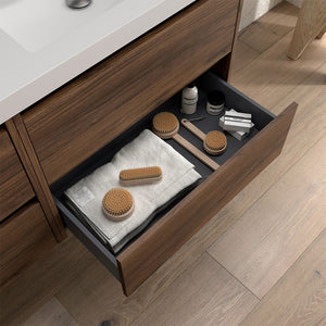 Mobile bagno sospeso 70 cm noce maya con specchio e lavabo Gaya