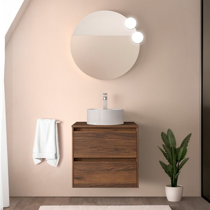 Mobile bagno sospeso 70 cm noce maya con top e specchio Gaya