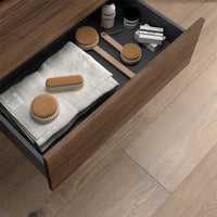 Mobile bagno sospeso 70 cm noce maya con top e specchio Gaya