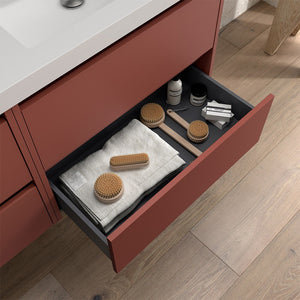 Mobile bagno sospeso 70 cm rosso satinato con specchio e lavabo Gaya