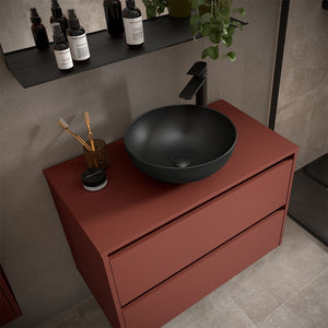 Mobile bagno sospeso 70 cm rosso satinato con top e specchio Gaya