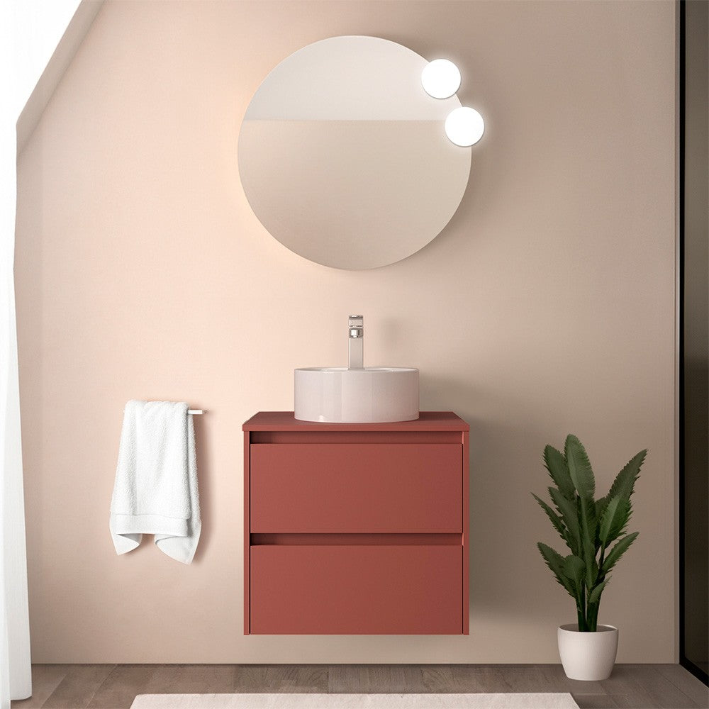 Mobile bagno sospeso 70 cm rosso satinato con top e specchio Gaya