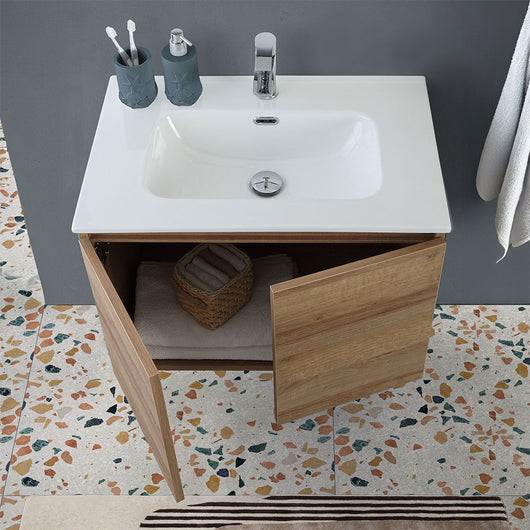 Mobile bagno sospeso 70 cm rovere africa con 2 ante soft-close Kleo