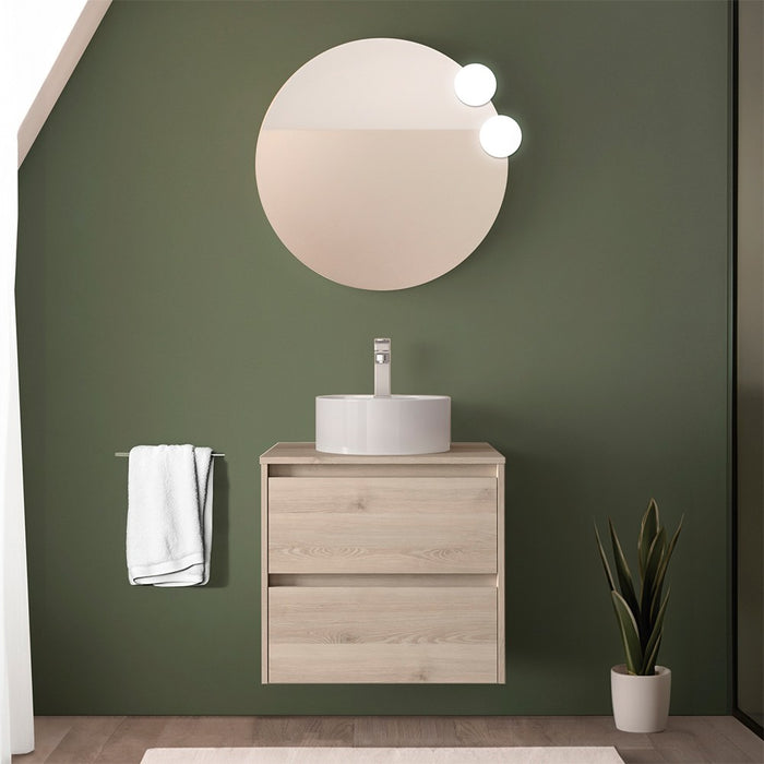 Mobile bagno sospeso 70 cm rovere bali con top e specchio Gaya