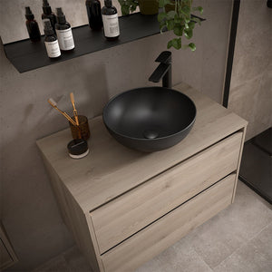 Mobile bagno sospeso 70 cm rovere bali con top e specchio Gaya