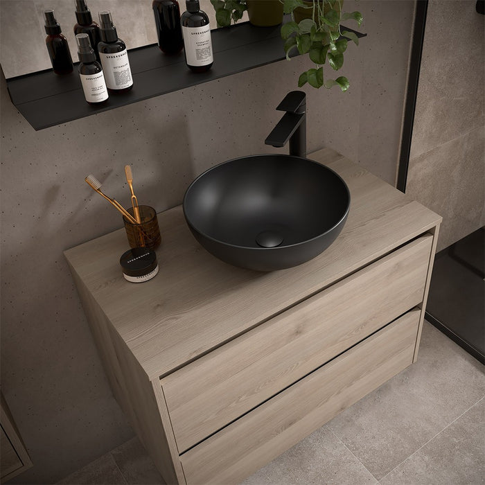 Mobile bagno sospeso 70 cm rovere bali con top e specchio Gaya