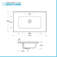 Mobile bagno sospeso 70 cm rovere bianco con pensile H 125 cm Nadia