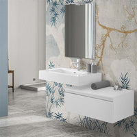 Mobile bagno sospeso 80 bianco lucido con lavabo 100 e specchio Iside