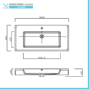 Mobile bagno sospeso 80 bianco lucido con lavabo 100 e specchio Iside