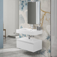 Mobile bagno sospeso 80 bianco lucido con lavabo e specchio Iside