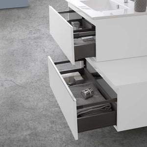 Mobile bagno 80 sospeso bianco lucido con lavabo e specchio Iside