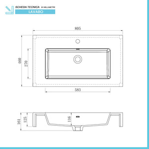 Mobile bagno sospeso 80 bianco lucido con lavabo e specchio Iside