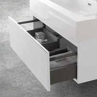 Mobile bagno sospeso 80 bianco lucido lavabo e specchio LED Iside