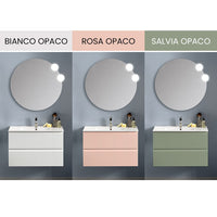 Mobile bagno sospeso 80 cm bianco opaco con frontale cannettato Giava