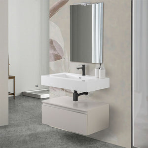 Mobile bagno sospeso 80 cm grigio perla con lavabo e specchio Iside