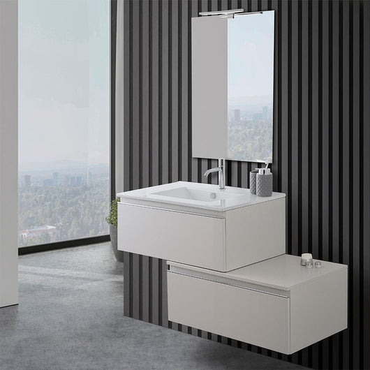 Mobile bagno sospeso 80 cm colore grigio perla con lavabo e specchio Iside 