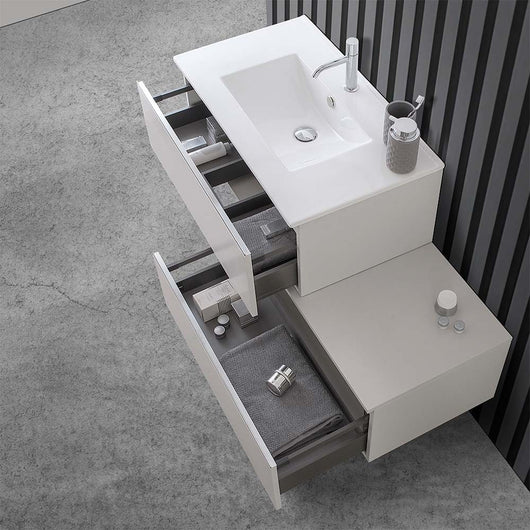 Mobile bagno sospeso 80 cm colore grigio perla con lavabo e specchio Iside 