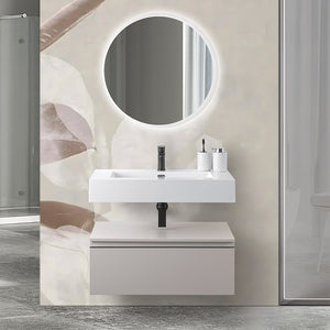 Mobile bagno sospeso 80 cm grigio perla con lavabo e specchio LED Iside