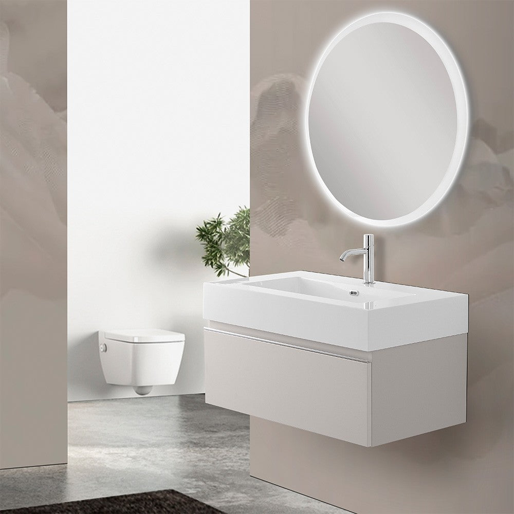 Mobile bagno sospeso 80 grigio perla con lavabo e specchio Iside 