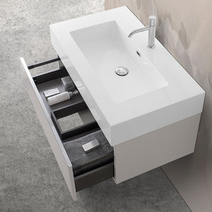 Mobile bagno sospeso 80 grigio perla con lavabo e specchio Iside 