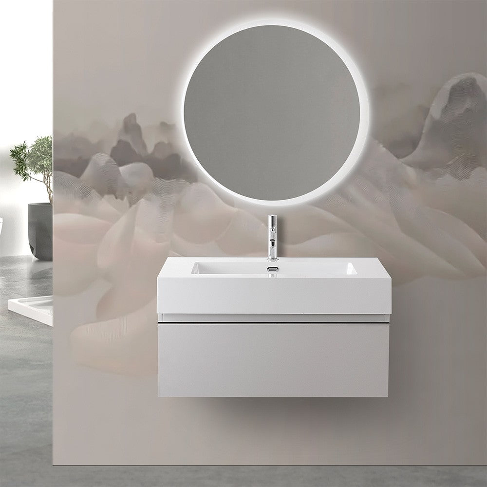 Mobile bagno sospeso 80 grigio perla con lavabo e specchio Iside 