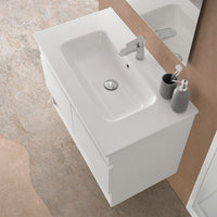 Mobile bagno sospeso 80 cm in legno bianco con lavabo e specchio Oasi