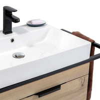 Mobile bagno sospeso 80 cm in legno e metallo nero con specchio Zante