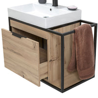 Mobile bagno sospeso 80 cm in legno e metallo nero con specchio Zante