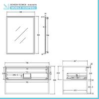 Mobile bagno sospeso 80 cm industrial bianco e legno con pensile Baketo