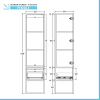 Mobile bagno sospeso 80 cm industrial bianco e legno con pensile Baketo