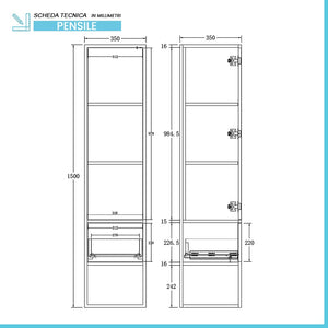 Mobile bagno sospeso 80 cm industrial bianco e legno con pensile Baketo