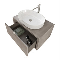 Mobile bagno sospeso 80 cm Master grigio cemento con lavabo appoggio e specchio