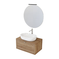 Mobile bagno sospeso 80 cm Master rovere miele con lavabo appoggio e specchio