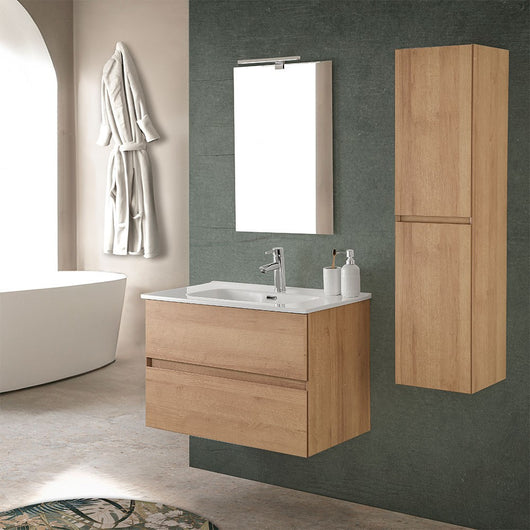 Mobile bagno sospeso 80 cm noce gold con pensile H 120 cm Dafne