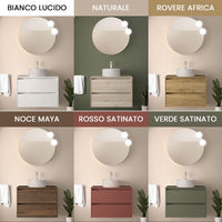 Mobile bagno sospeso 80 cm noce maya con top e specchio Gaya